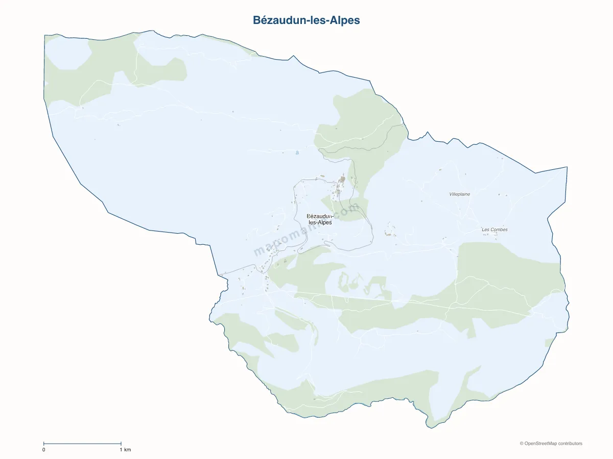 Carte de Bézaudun-les-Alpes à personnaliser