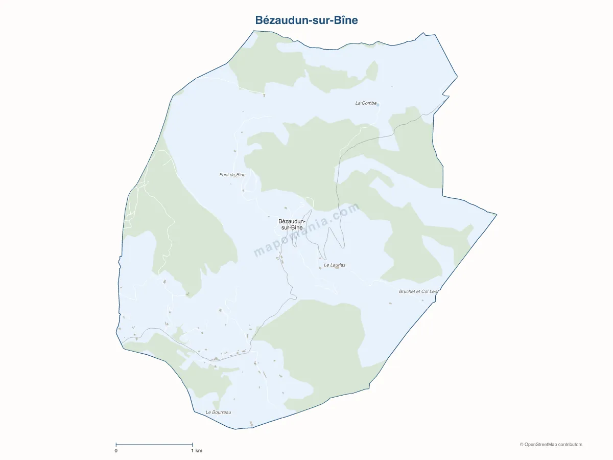 Carte de Bézaudun-sur-Bîne à personnaliser