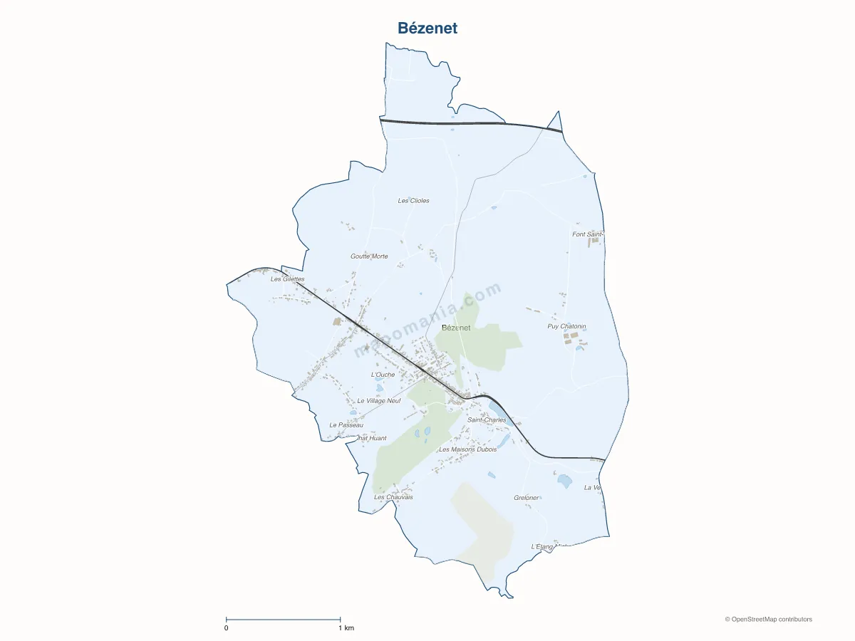 Carte de Bézenet à personnaliser