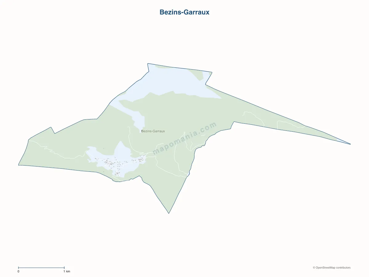 Carte de Bezins-Garraux à personnaliser