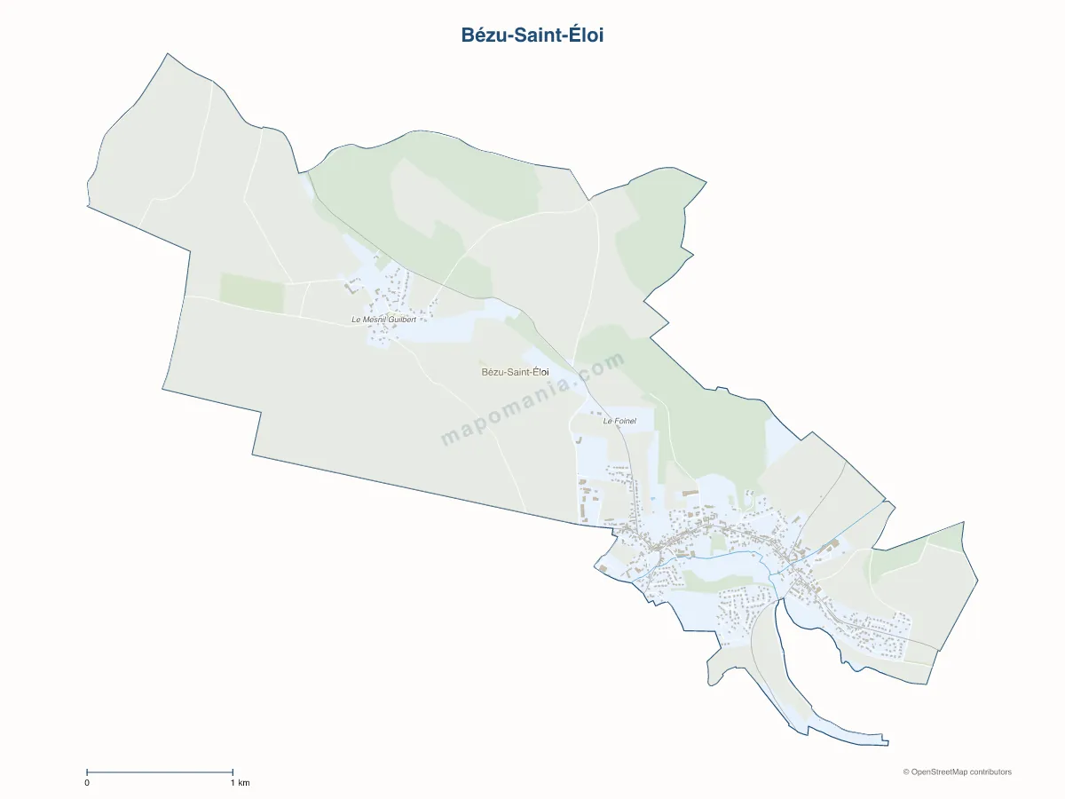 Carte de Bézu-Saint-Éloi à personnaliser