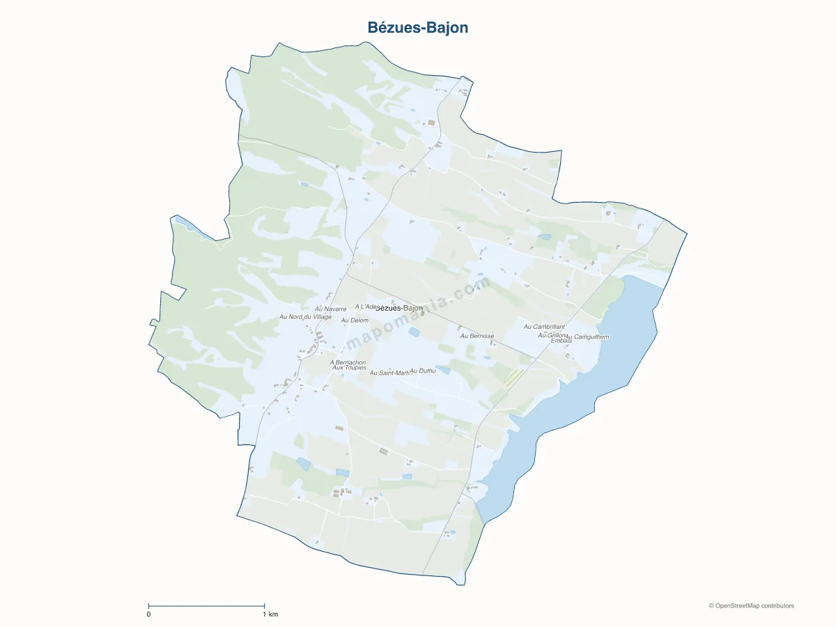 Carte de Bézues-Bajon à personnaliser