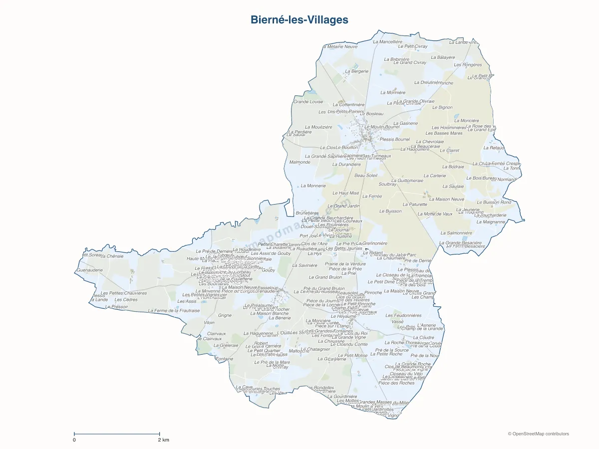 Carte de Bierné-les-Villages à personnaliser