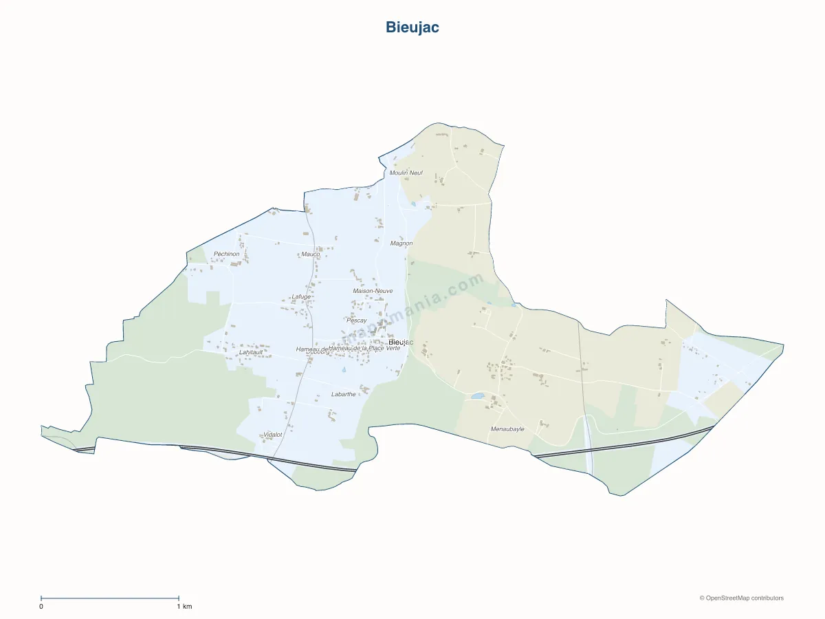 Carte de Bieujac à personnaliser