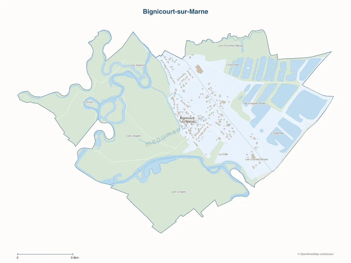 Carte de Bignicourt-sur-Marne à personnaliser
