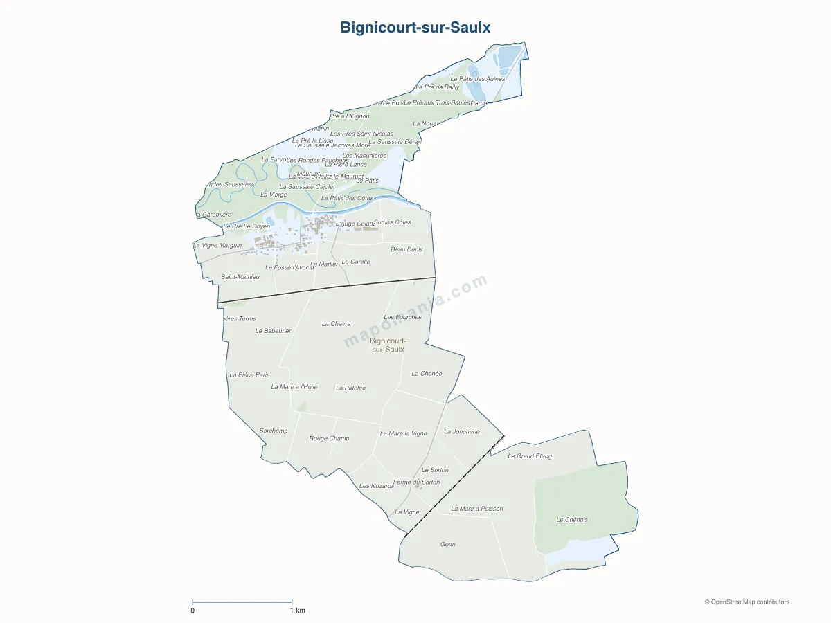 Carte de Bignicourt-sur-Saulx à personnaliser