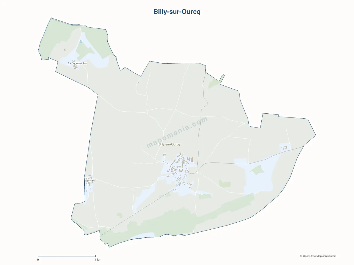 Carte de Billy-sur-Ourcq à personnaliser