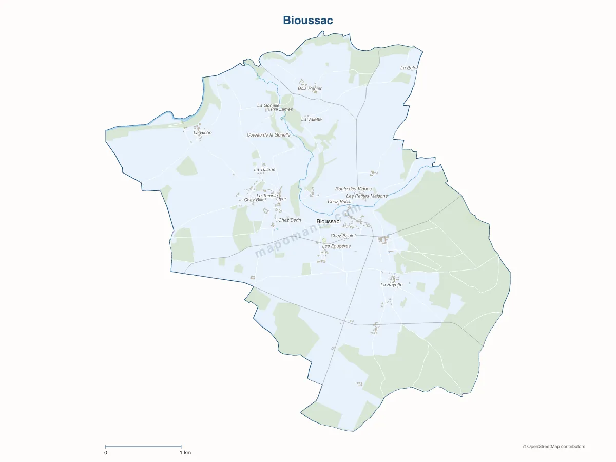 Carte de Bioussac à personnaliser