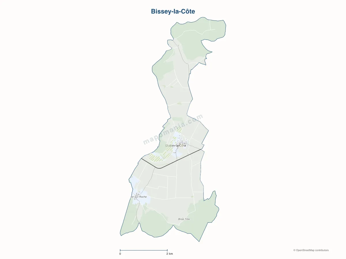 Carte de Bissey-la-Côte à personnaliser