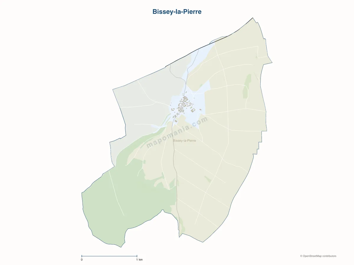 Carte de Bissey-la-Pierre à personnaliser