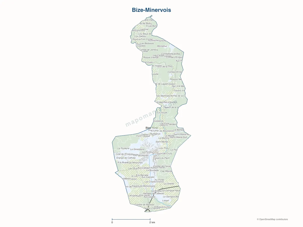 Carte de Bize-Minervois à personnaliser