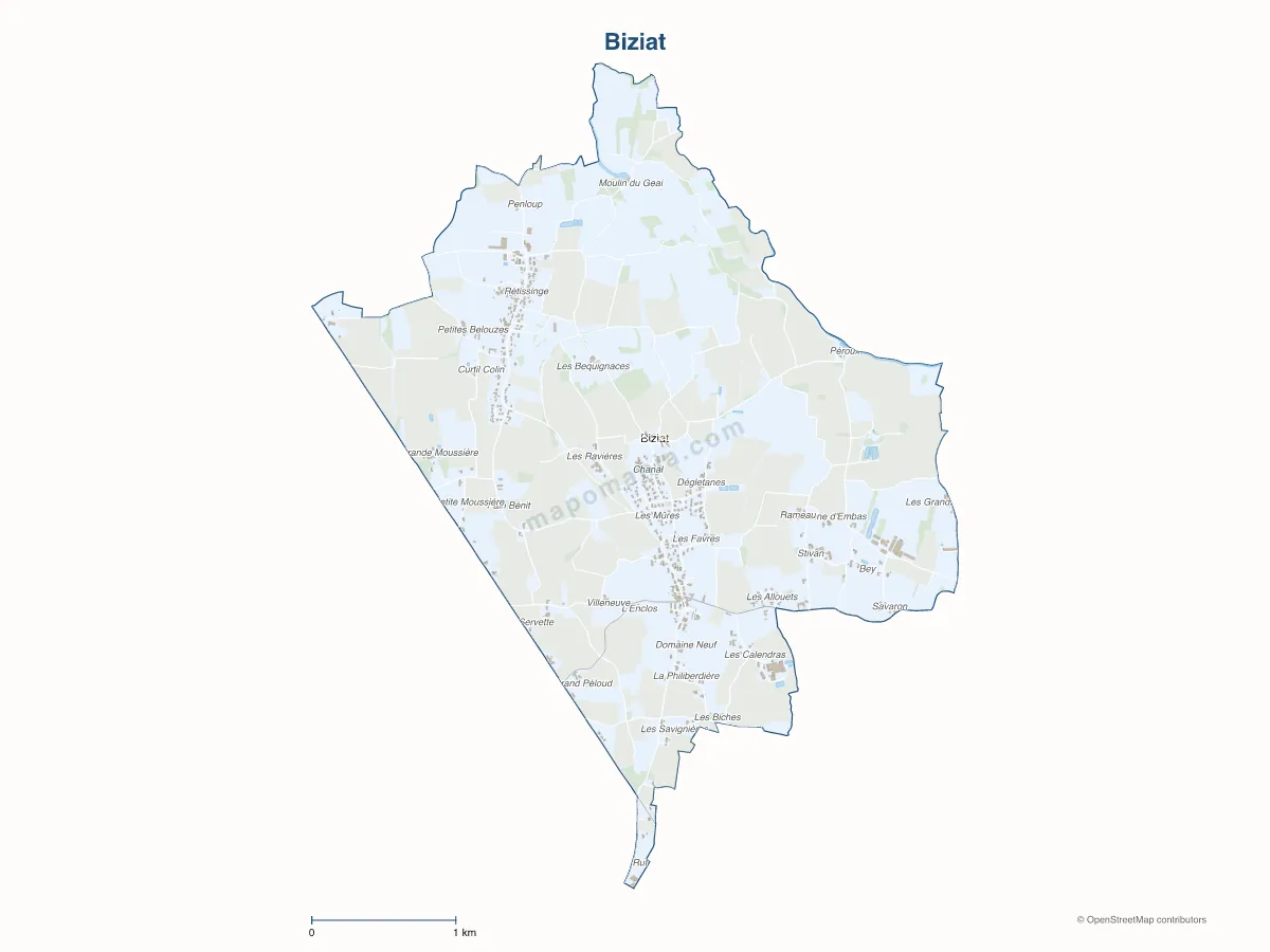 Carte de Biziat à personnaliser
