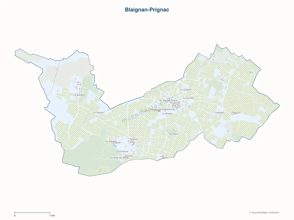 Carte de Blaignan-Prignac à personnaliser