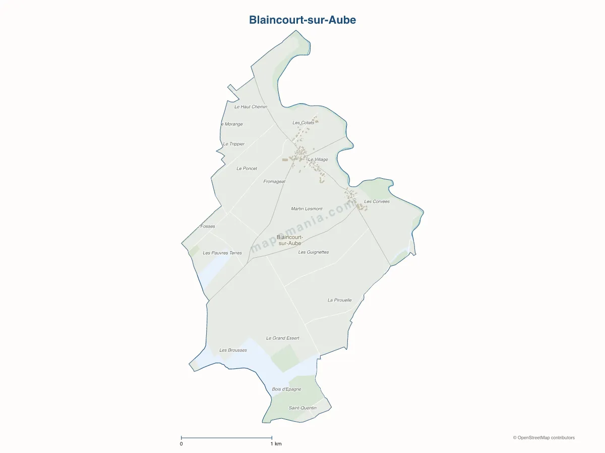 Carte de Blaincourt-sur-Aube à personnaliser