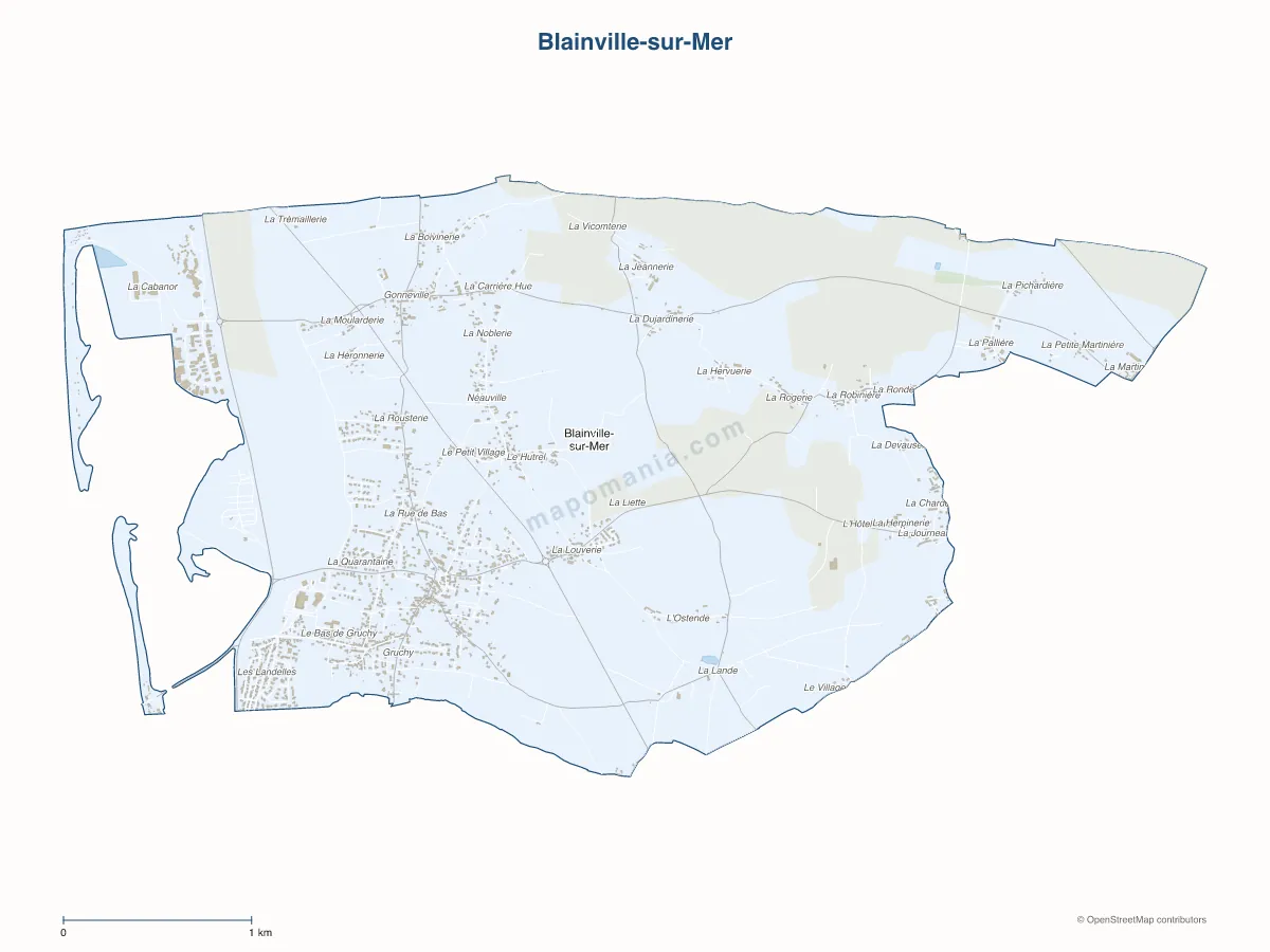Carte de Blainville-sur-Mer à personnaliser