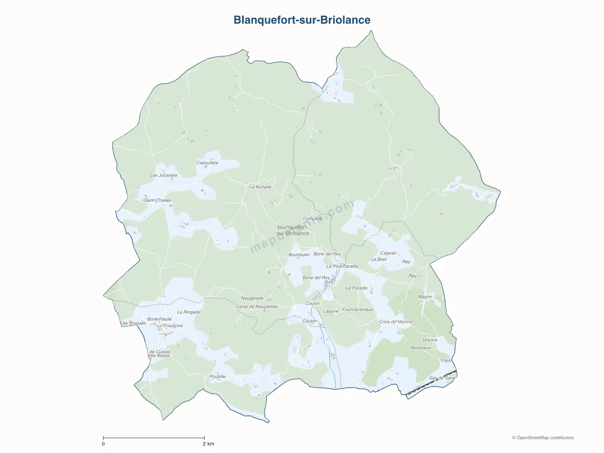 Carte de Blanquefort-sur-Briolance à personnaliser