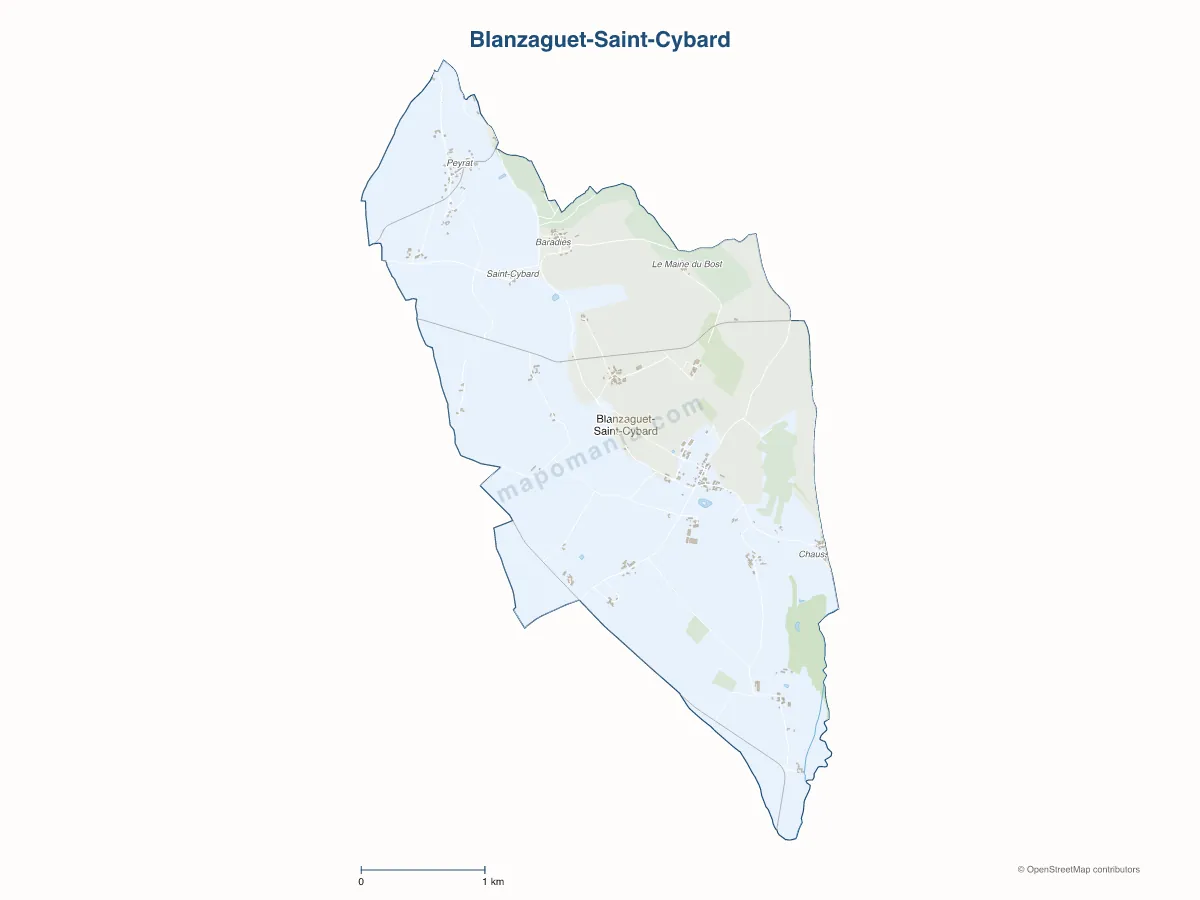 Carte de Blanzaguet-Saint-Cybard à personnaliser