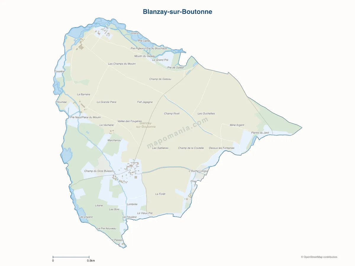 Carte de Blanzay-sur-Boutonne à personnaliser