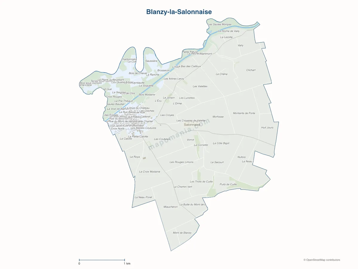 Carte de Blanzy-la-Salonnaise à personnaliser