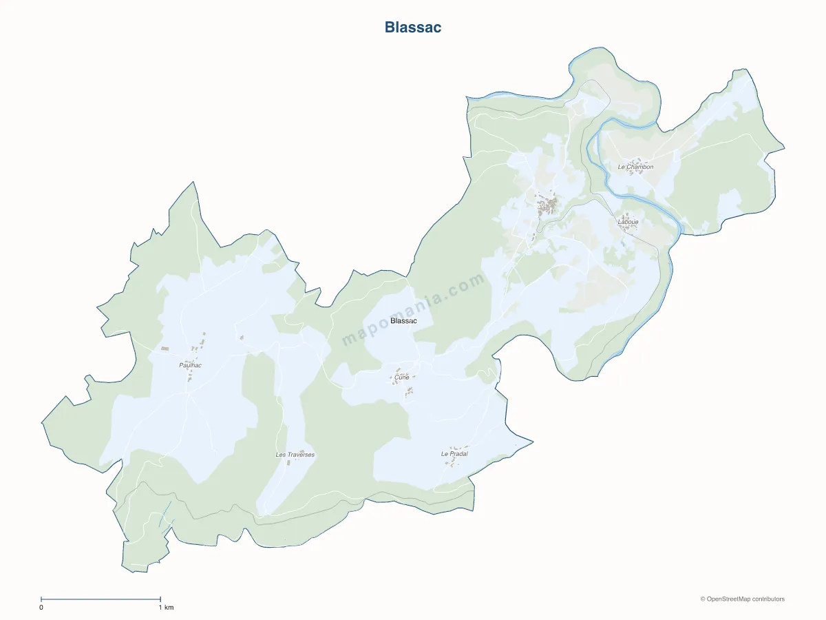 Carte de Blassac à personnaliser