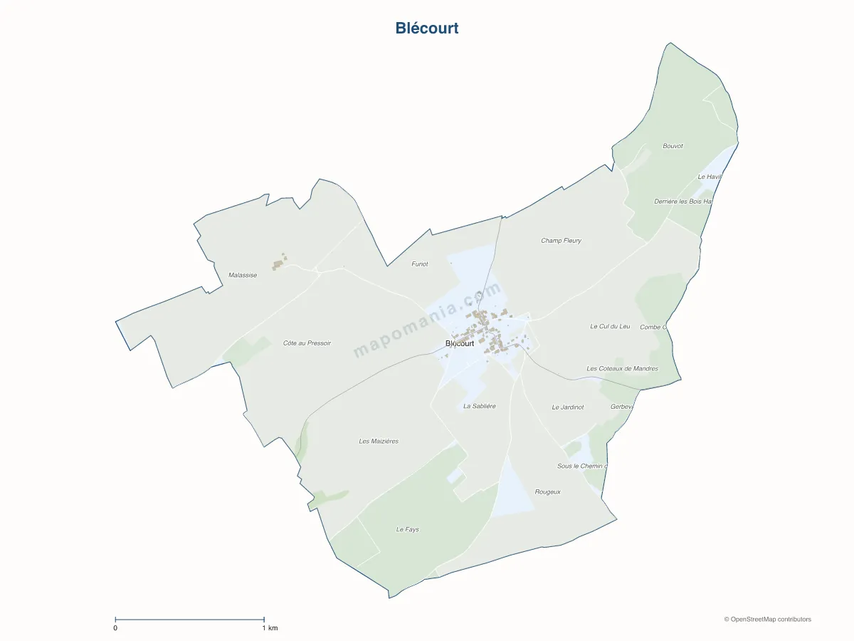 Carte de Blécourt à personnaliser