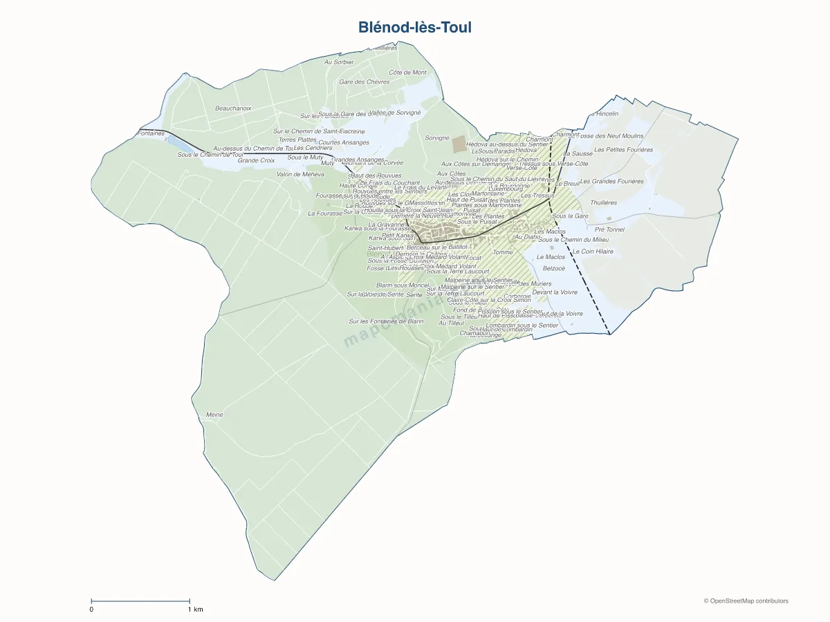 Carte de Blénod-lès-Toul à personnaliser