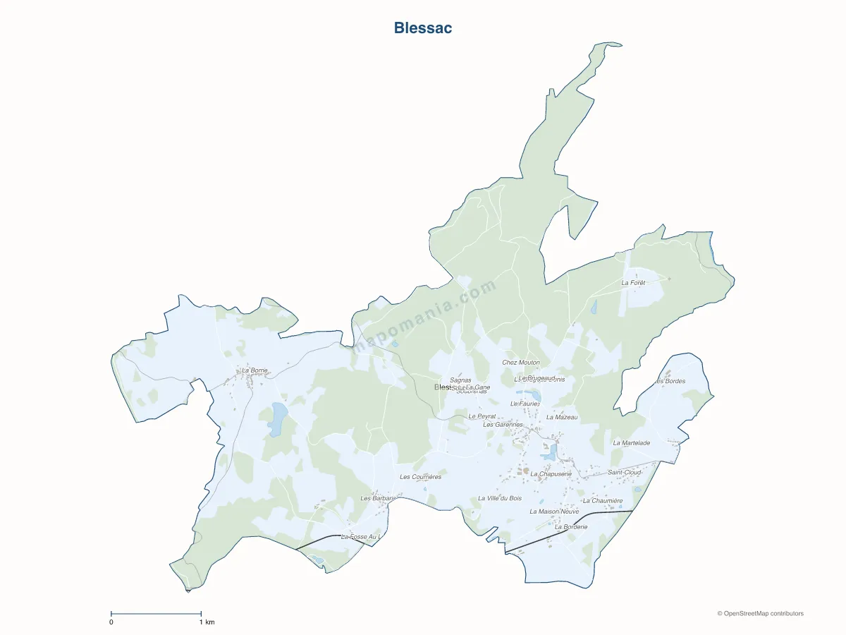 Carte de Blessac à personnaliser