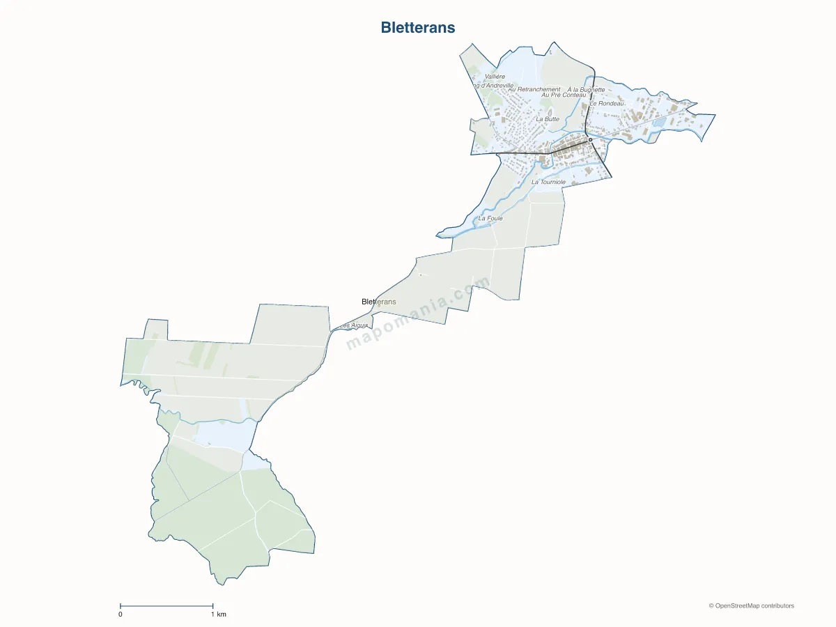 Carte de Bletterans à personnaliser