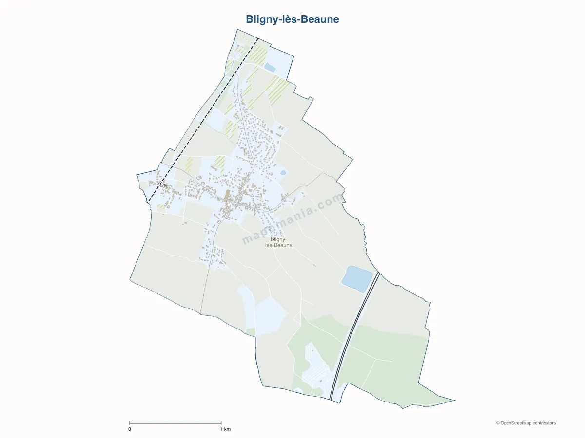 Carte de Bligny-lès-Beaune à personnaliser