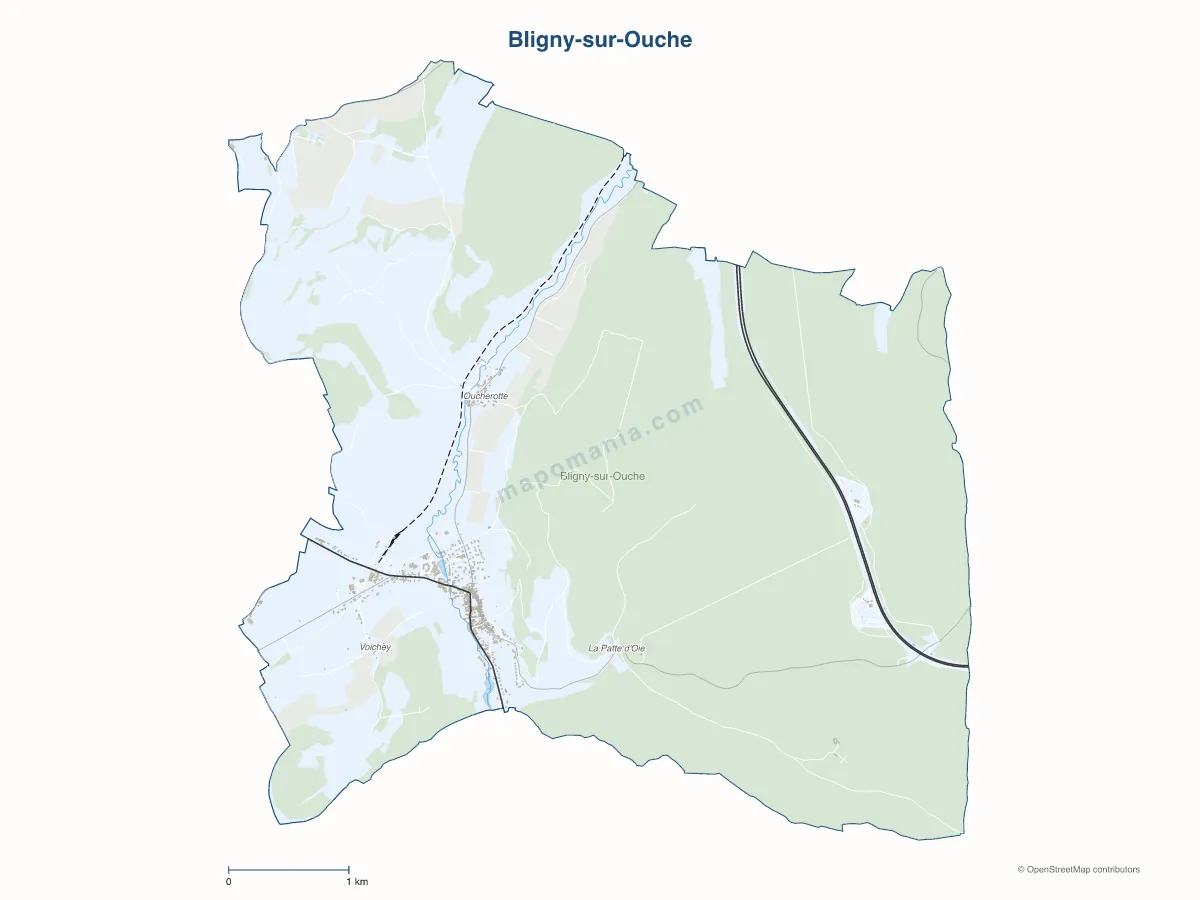 Carte de Bligny-sur-Ouche à personnaliser