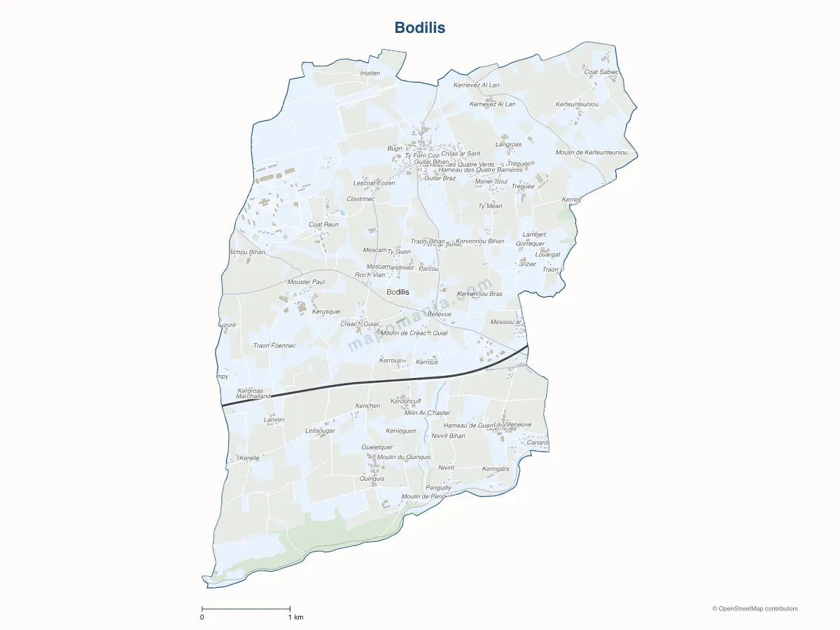 Carte de Bodilis à personnaliser