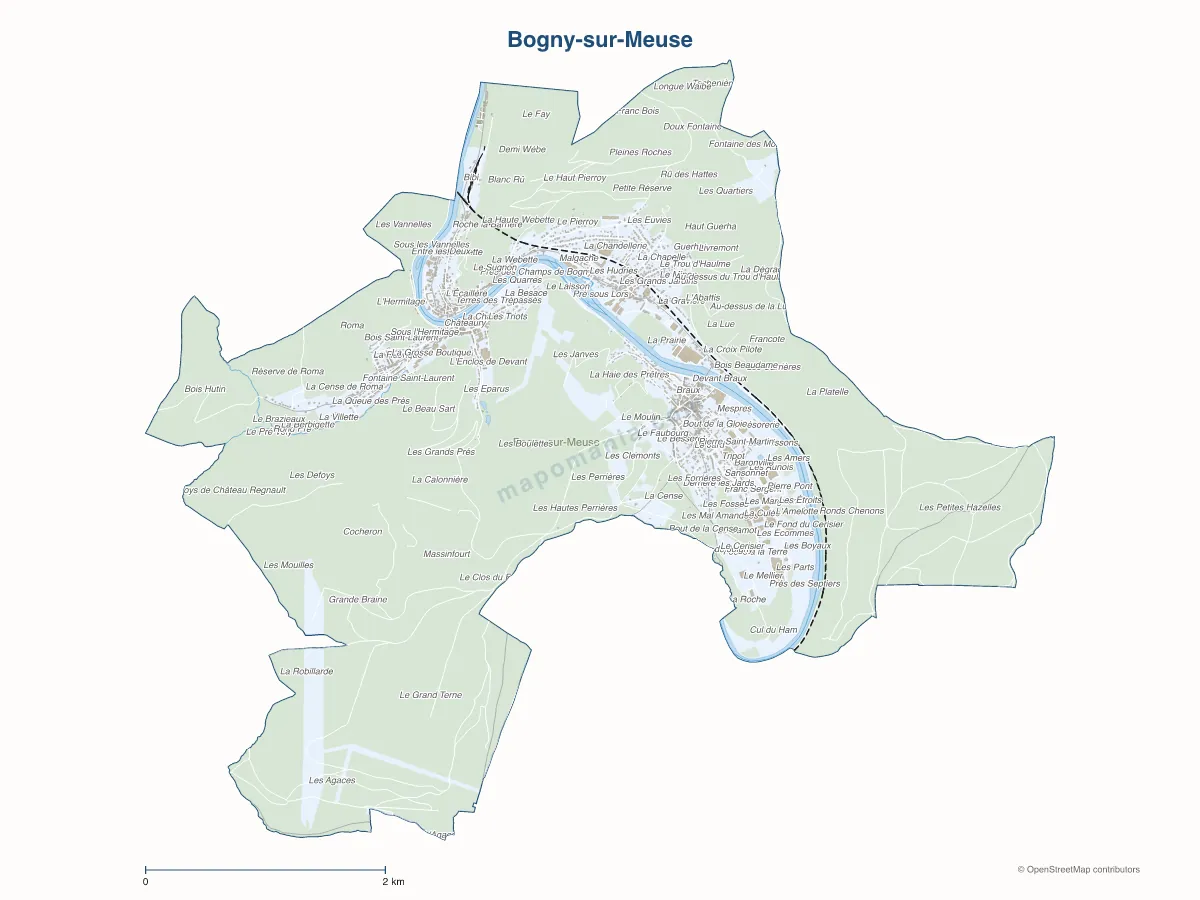 Carte de Bogny-sur-Meuse à personnaliser