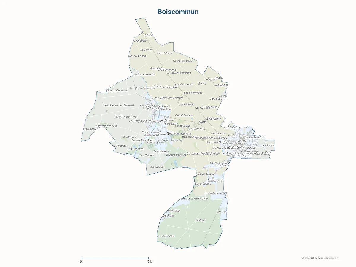 Carte de Boiscommun à personnaliser