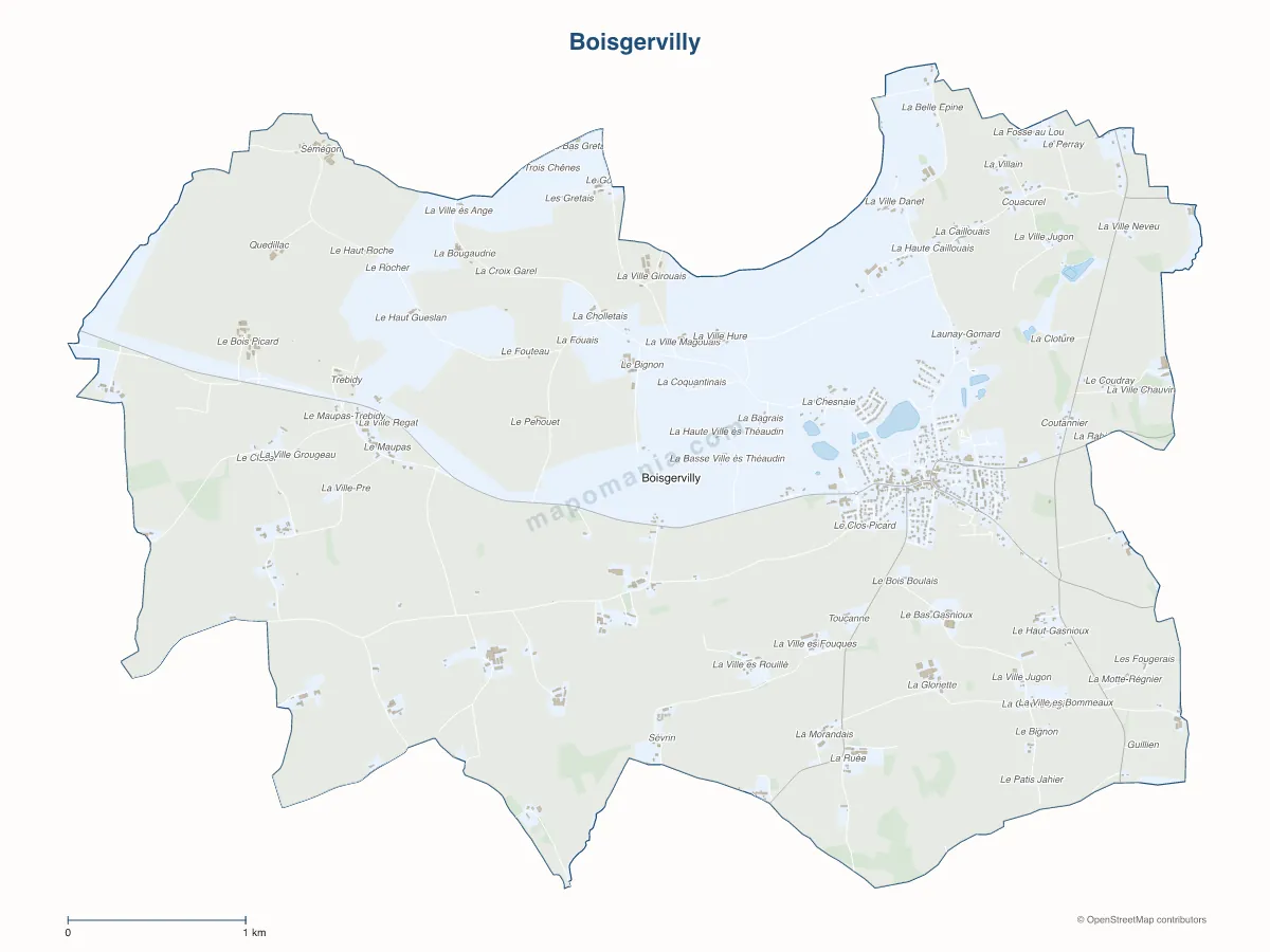 Carte de Boisgervilly à personnaliser