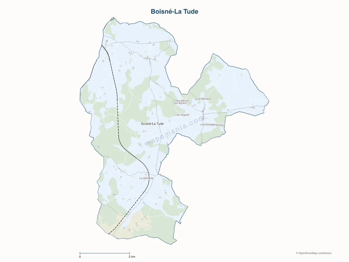 Carte de Boisné-La Tude à personnaliser