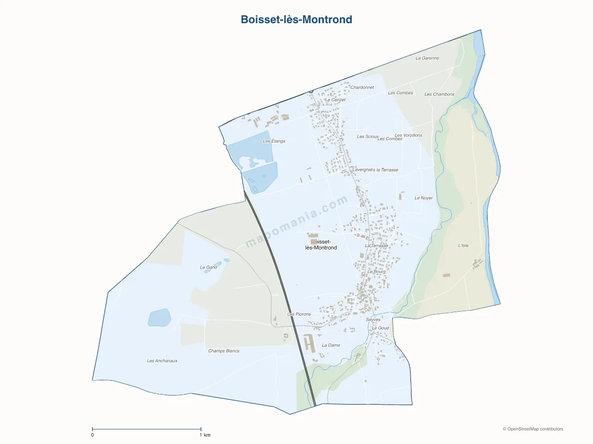 Carte de Boisset-lès-Montrond à personnaliser