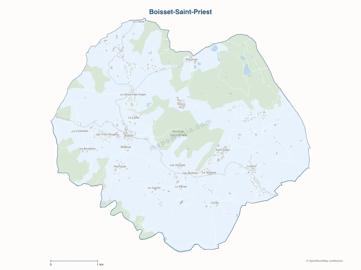 Carte de Boisset-Saint-Priest à personnaliser