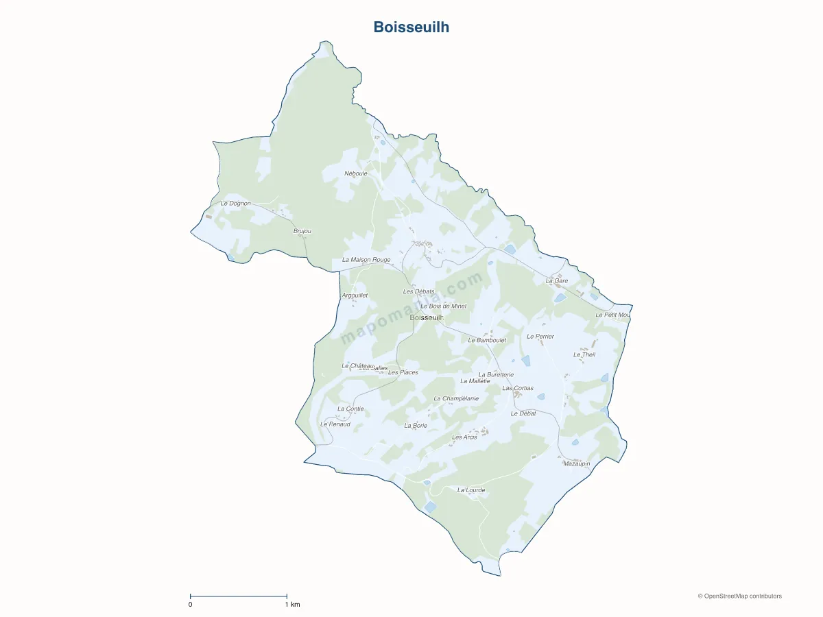Carte de Boisseuilh à personnaliser