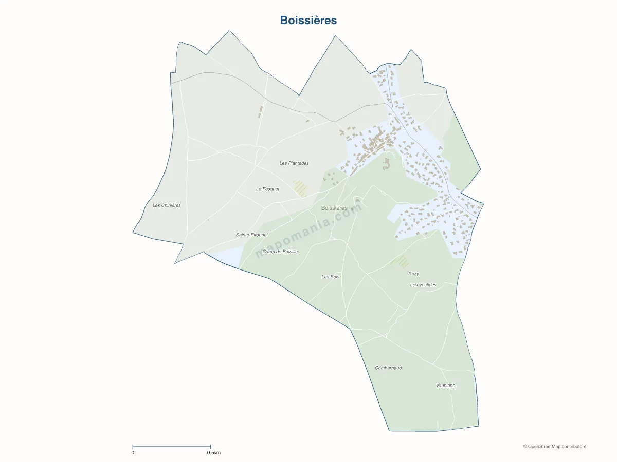 Carte de Boissières à personnaliser