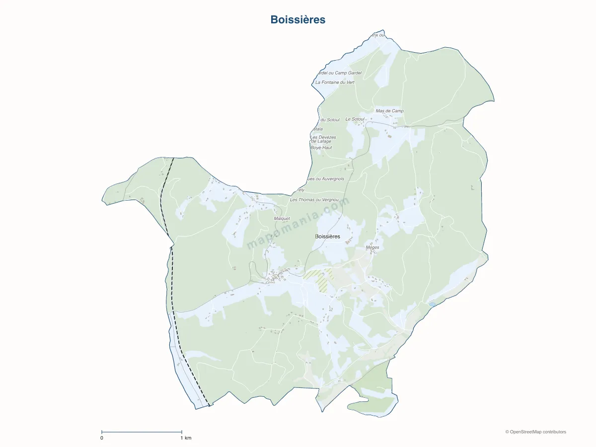 Carte de Boissières à personnaliser