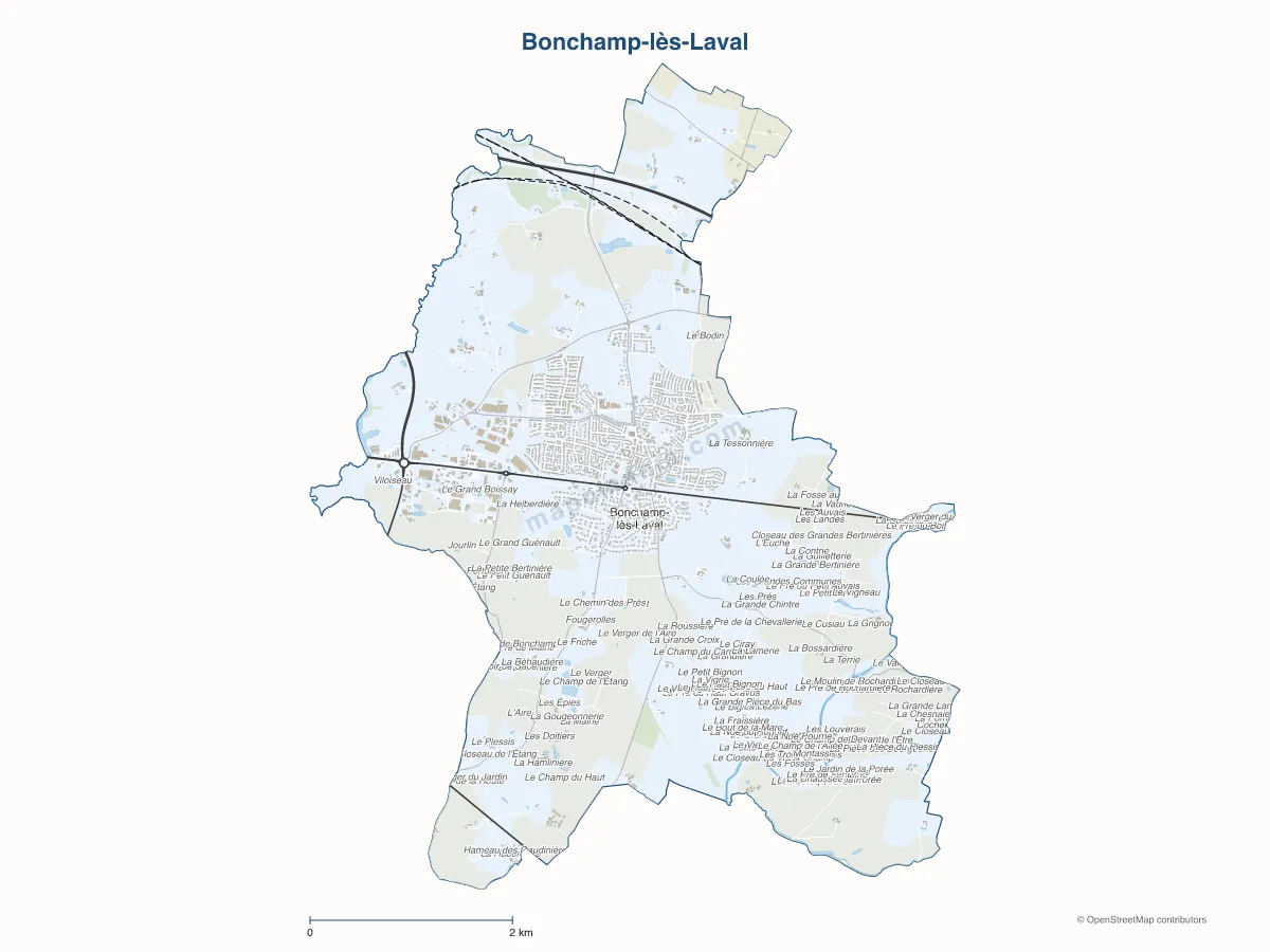Carte de Bonchamp-lès-Laval à personnaliser