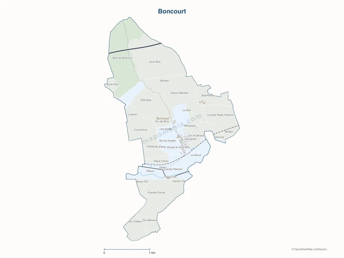 Carte de Boncourt à personnaliser