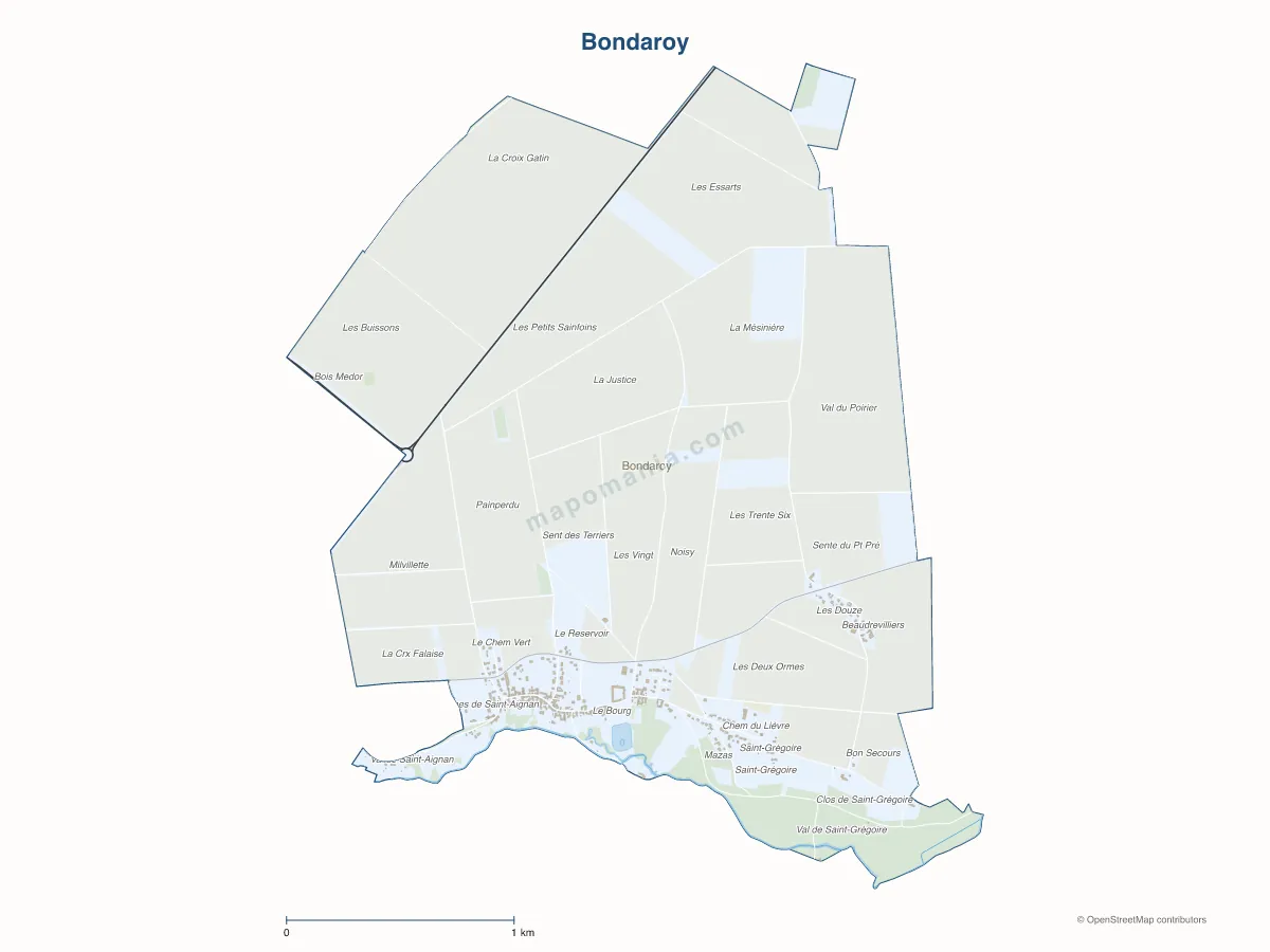 Carte de Bondaroy à personnaliser