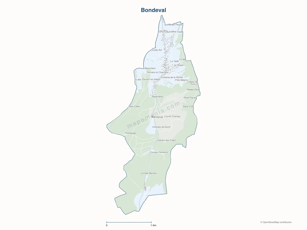 Carte de Bondeval à personnaliser