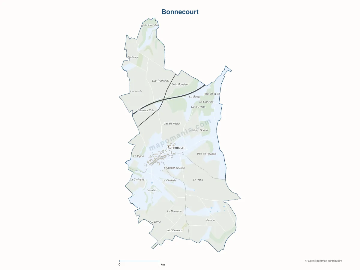 Carte de Bonnecourt à personnaliser
