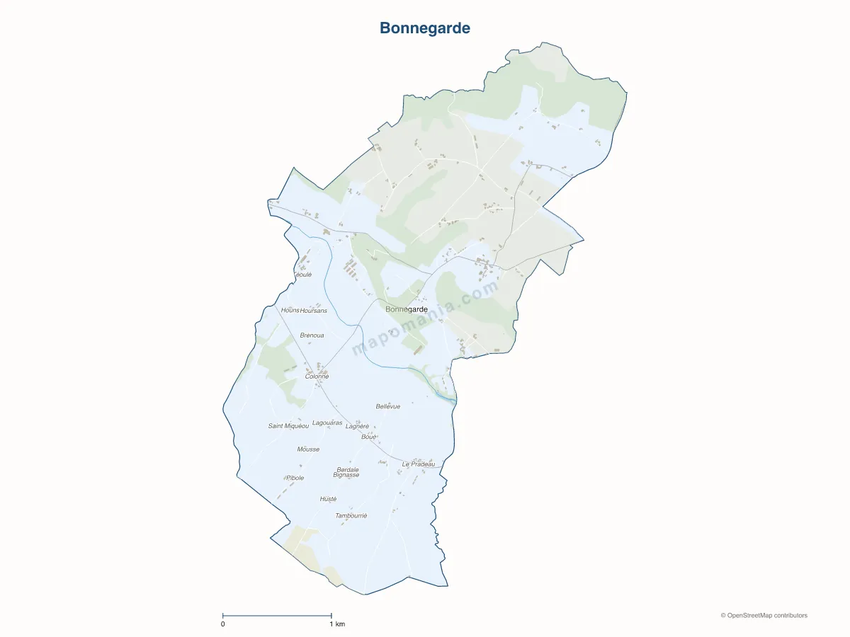 Carte de Bonnegarde à personnaliser