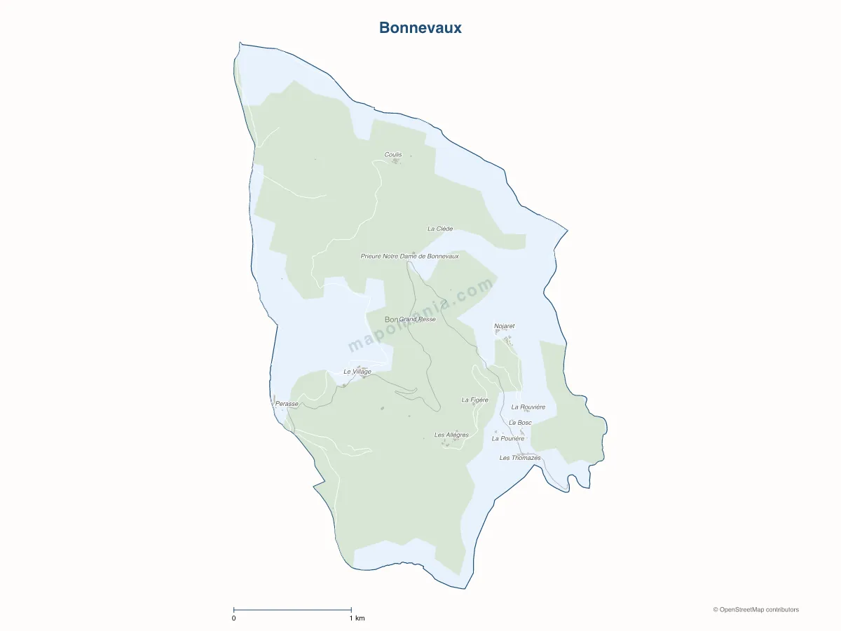 Carte de Bonnevaux à personnaliser