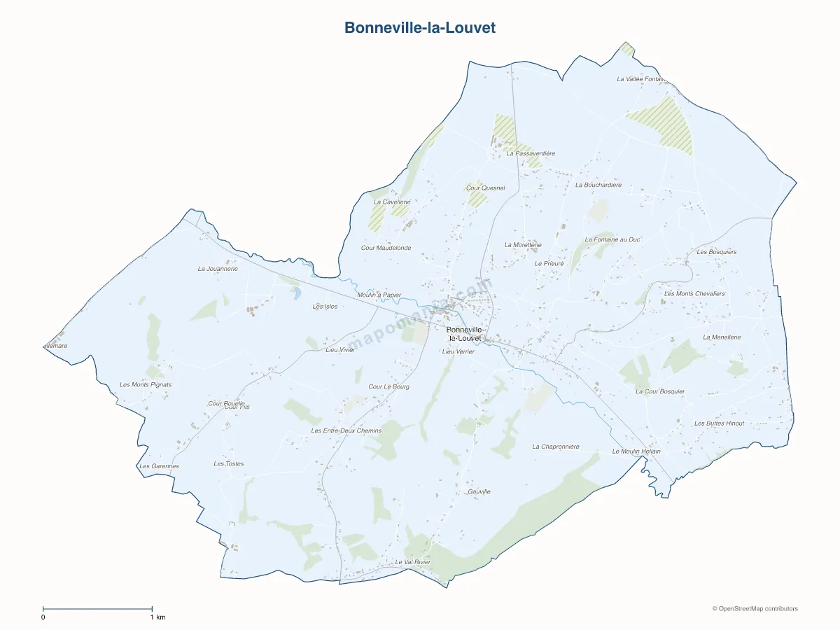 Carte de Bonneville-la-Louvet à personnaliser