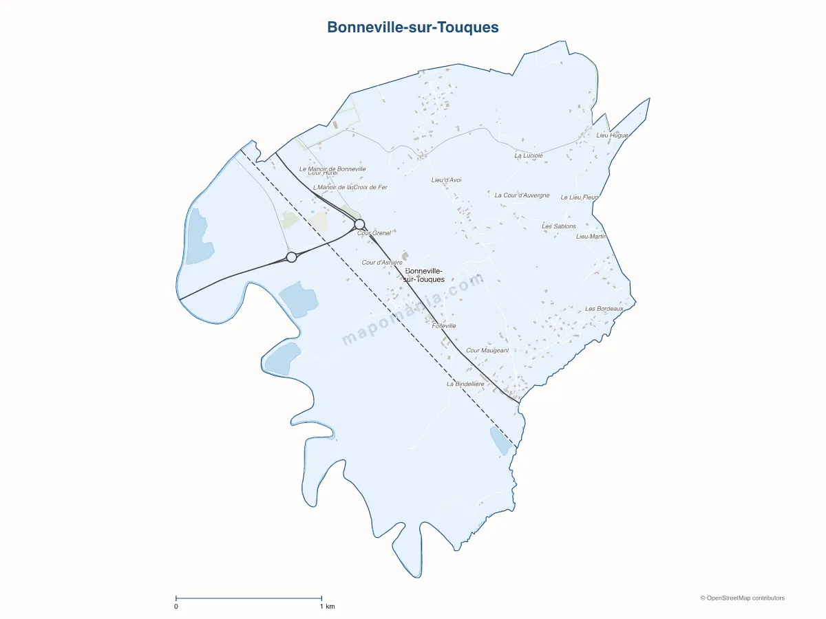 Carte de Bonneville-sur-Touques à personnaliser