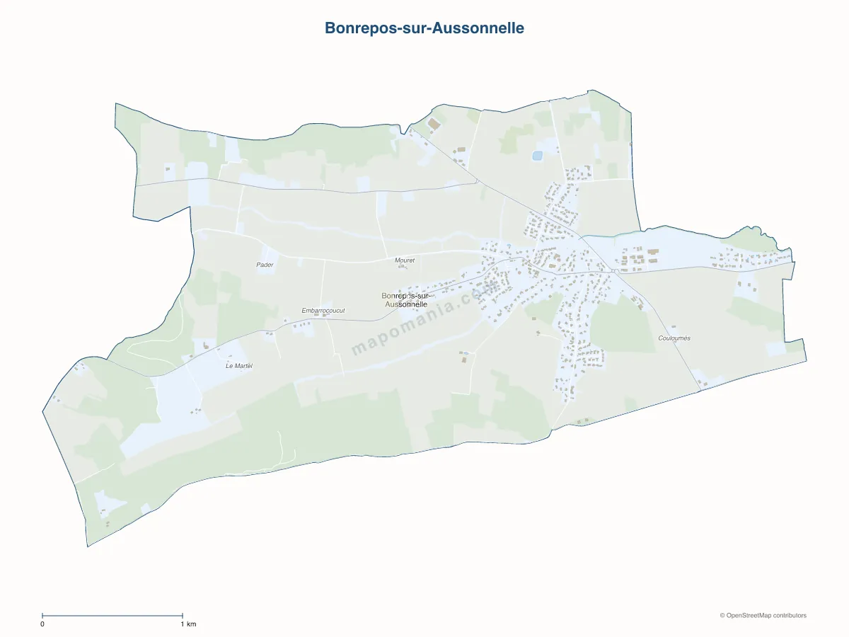 Carte de Bonrepos-sur-Aussonnelle à personnaliser